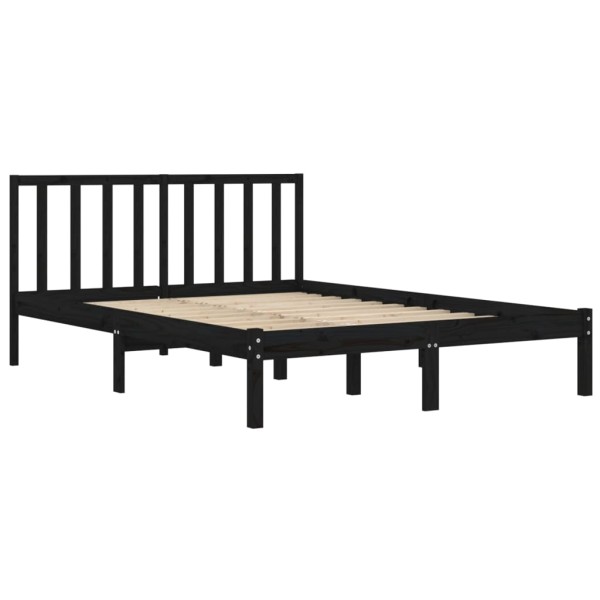 Estructura cama madera maciza pino doble negra 120x190 cm