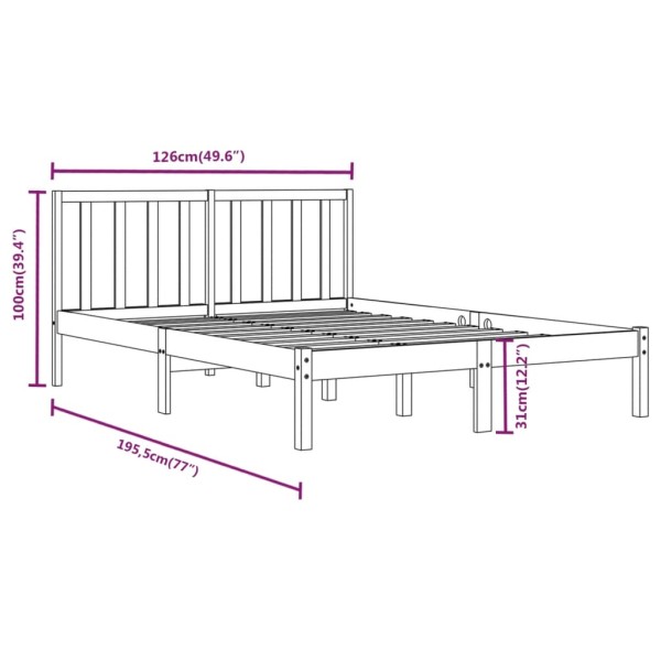 Estructura cama madera maciza pino doble negra 120x190 cm