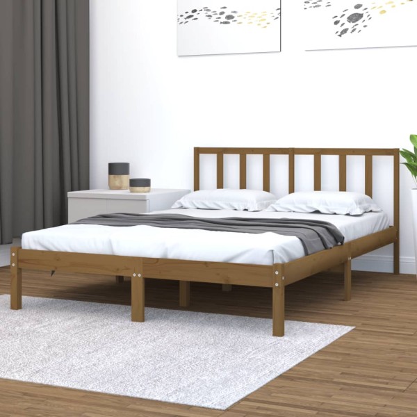 Estructura de cama madera de pino marrón miel 150x200 cm