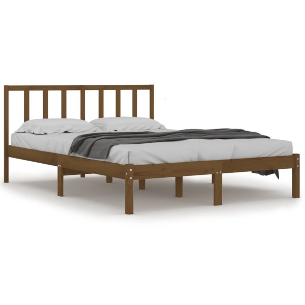 Estructura de cama madera de pino marrón miel 150x200 cm