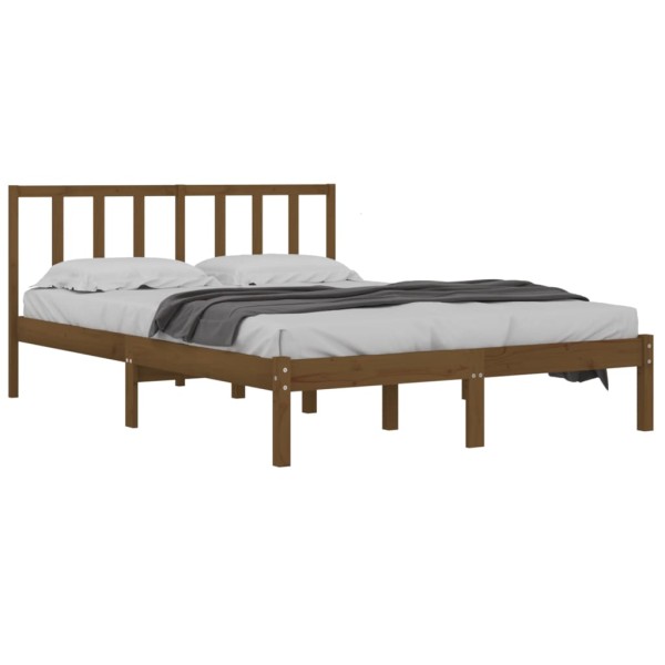 Estructura de cama madera de pino marrón miel 150x200 cm