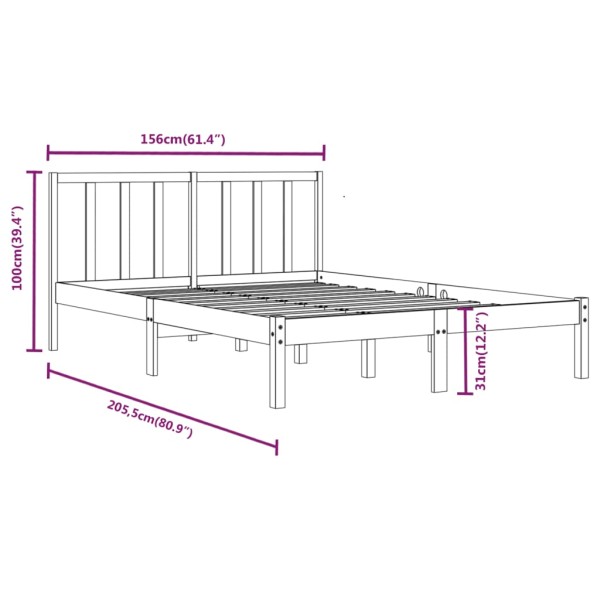 Estructura de cama madera de pino marrón miel 150x200 cm