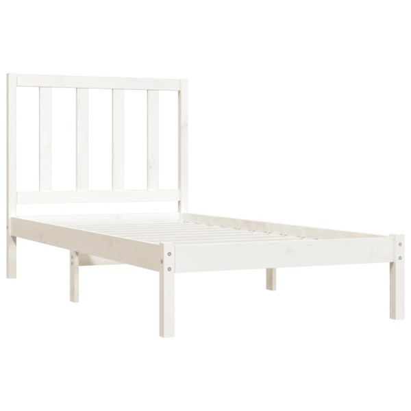 Estructura de cama madera maciza individual blanco 75x190 cm