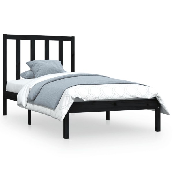 Estructura de cama de madera maciza de pino negro 90x200 cm