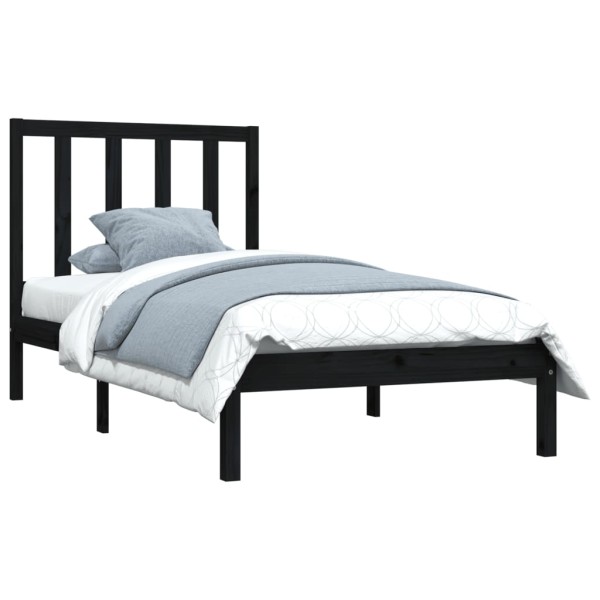 Estructura de cama de madera maciza de pino negro 90x200 cm