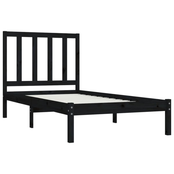 Estructura de cama de madera maciza de pino negro 90x200 cm