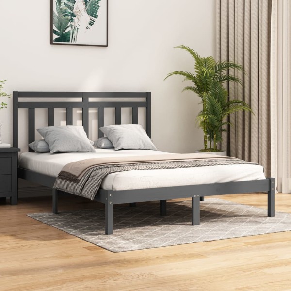 Estructura de cama de madera maciza gris 140x200 cm