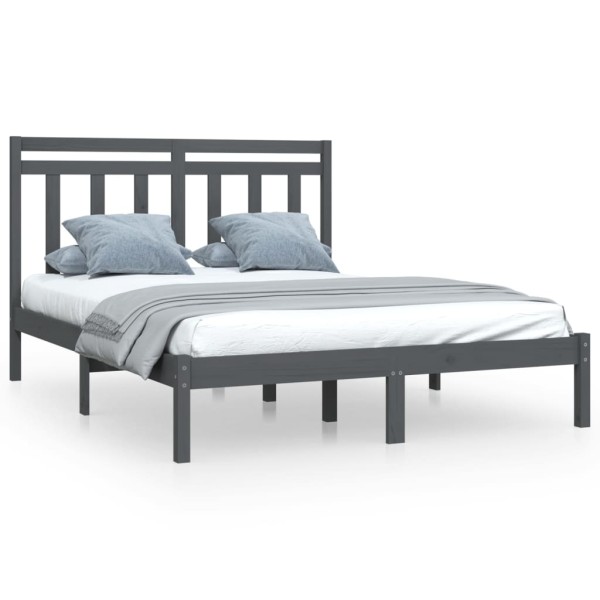 Estructura de cama de madera maciza gris 140x200 cm