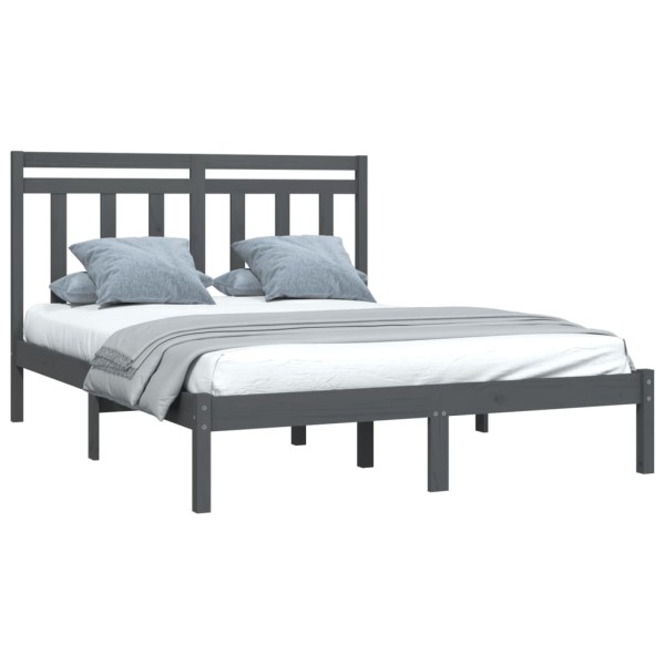 Estructura de cama de madera maciza gris 140x200 cm