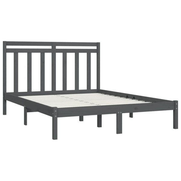 Estructura de cama de madera maciza gris 140x200 cm