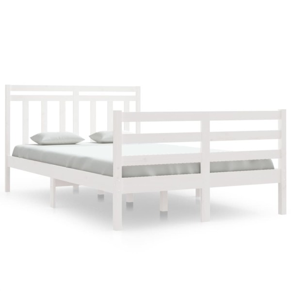 Estructura cama madera maciza doble pequeña blanco 120x190 cm