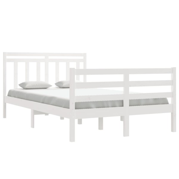 Estructura cama madera maciza doble pequeña blanco 120x190 cm