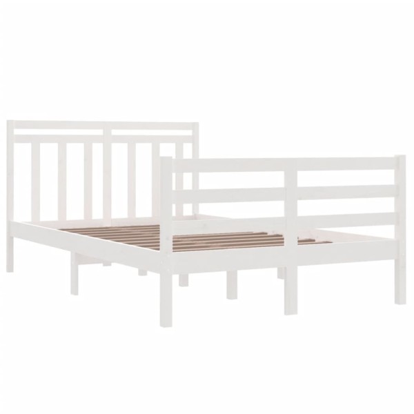 Estructura cama madera maciza doble pequeña blanco 120x190 cm