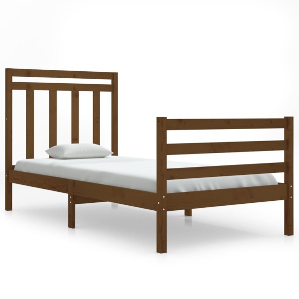 Estructura de cama madera maciza marrón miel 90x200 cm