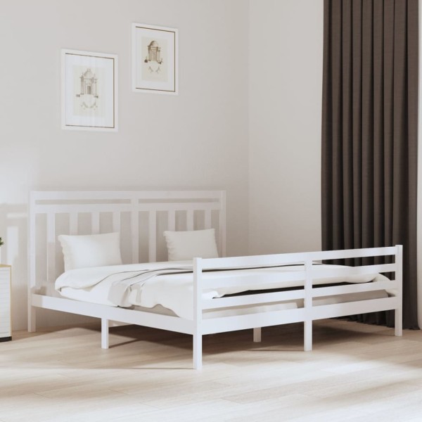 Estructura de cama madera maciza blanca 200x200 cm