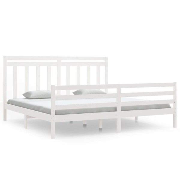 Estructura de cama madera maciza blanca 200x200 cm