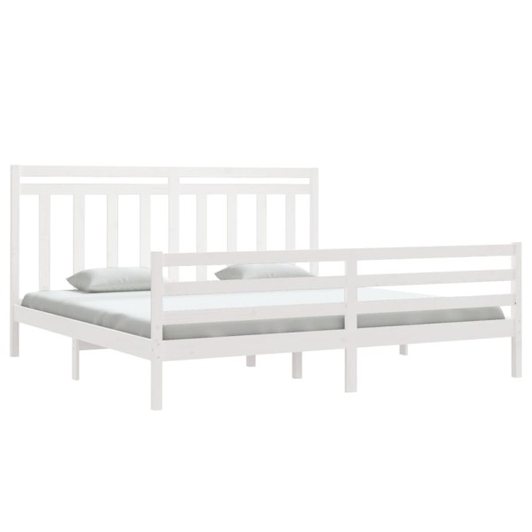 Estructura de cama madera maciza blanca 200x200 cm