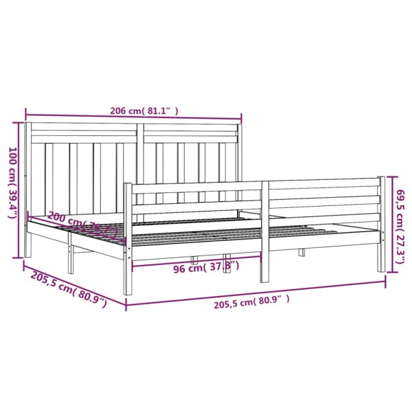 Estructura de cama madera maciza blanca 200x200 cm