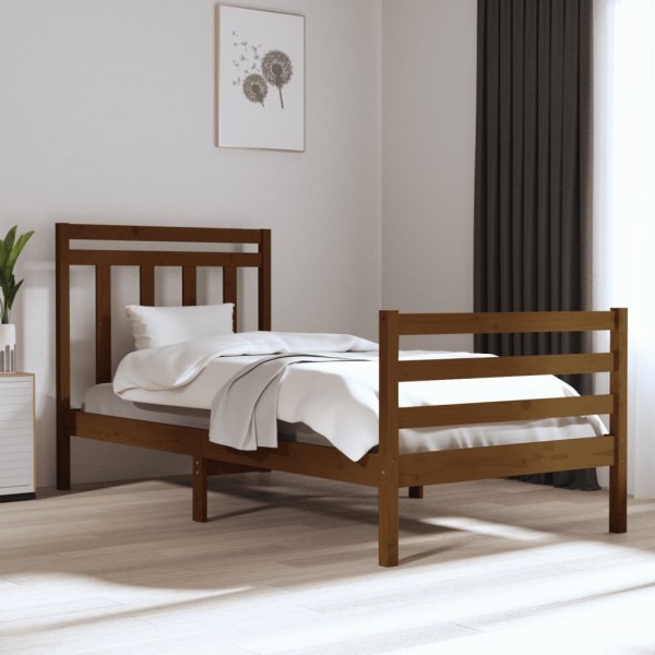 Estructura de cama madera maciza marrón miel 100x200 cm