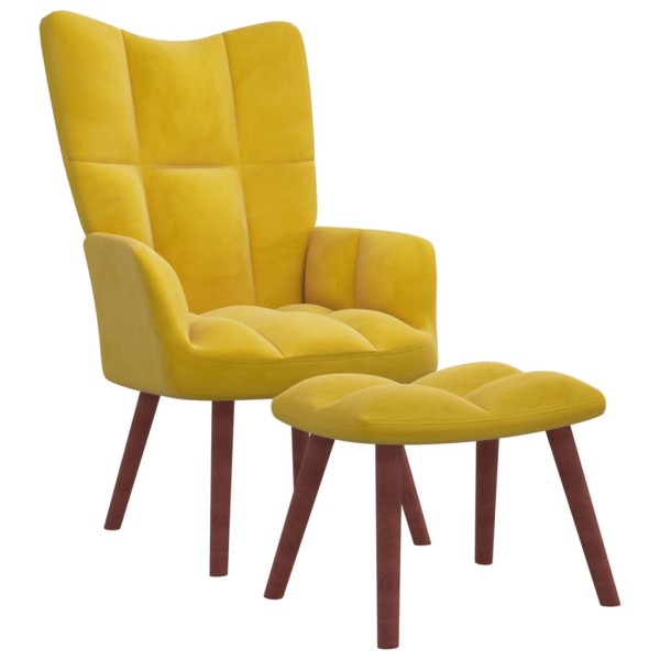 Sillón de relax con taburete terciopelo amarillo mostaza