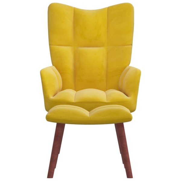 Sillón de relax con taburete terciopelo amarillo mostaza