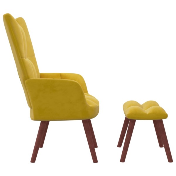 Sillón de relax con taburete terciopelo amarillo mostaza