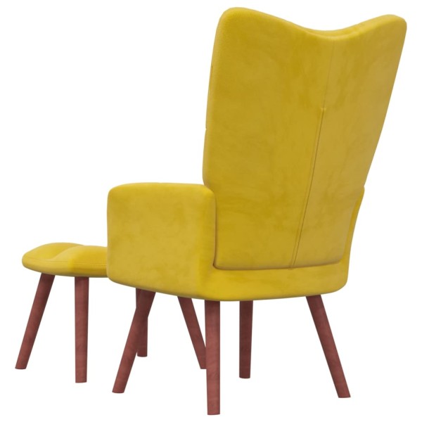 Sillón de relax con taburete terciopelo amarillo mostaza