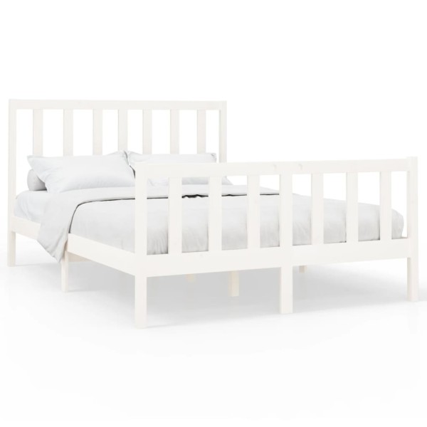 Estructura de cama madera maciza de pino blanco 150x200 cm