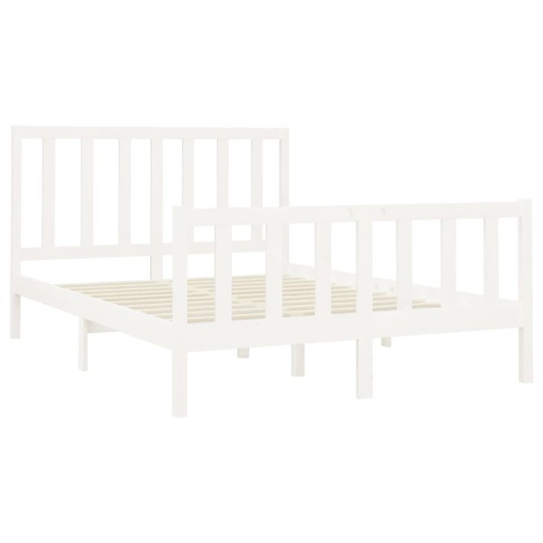 Estructura de cama madera maciza de pino blanco 150x200 cm