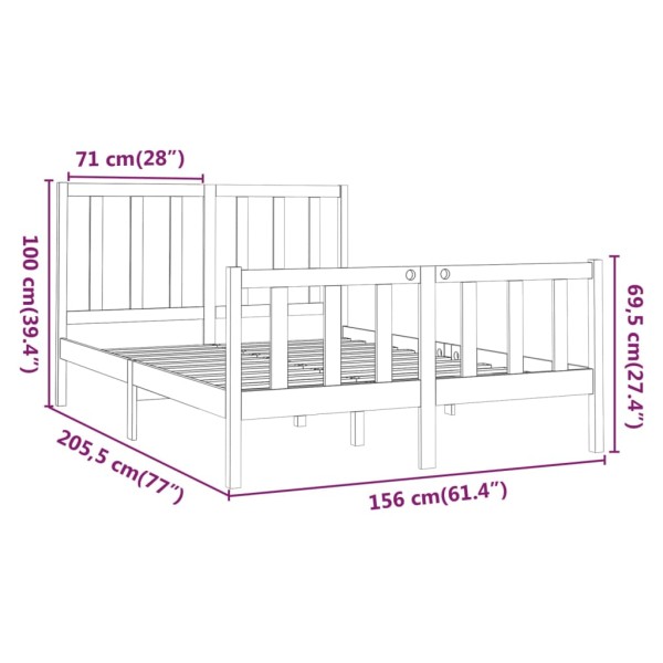 Estructura de cama madera maciza de pino blanco 150x200 cm