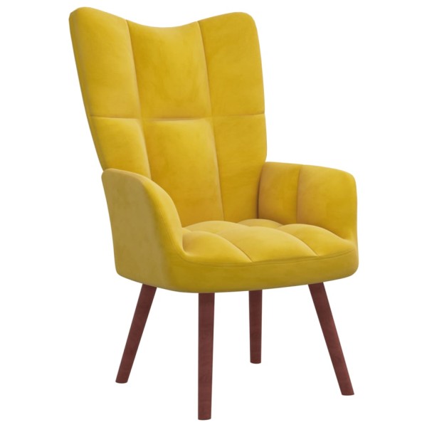 Sillón de relax con taburete terciopelo amarillo mostaza