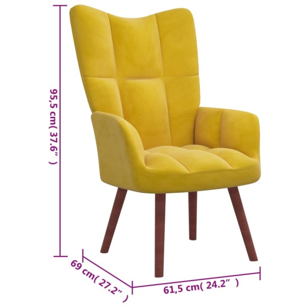 Sillón de relax con taburete terciopelo amarillo mostaza