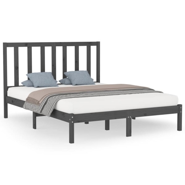 Estructura de cama madera maciza king size gris 150x200 cm