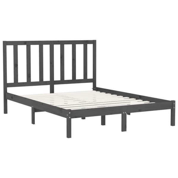 Estructura de cama madera maciza king size gris 150x200 cm