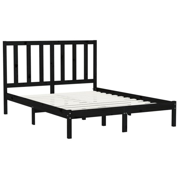 Estructura de cama de madera maciza negra 160x200 cm