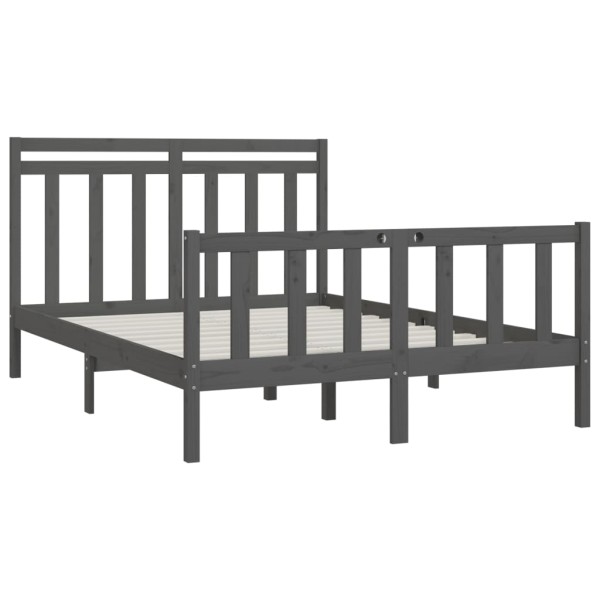 Estructura de cama madera maciza de pino gris 150x200 cm