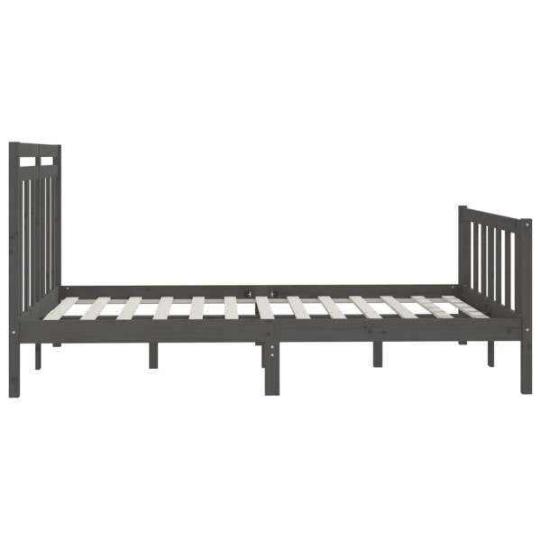 Estructura de cama madera maciza de pino gris 150x200 cm