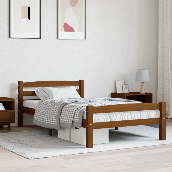 Estructura de cama madera maciza pino marrón miel 100x200 cm