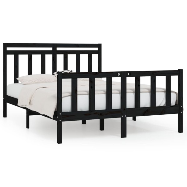 Estructura de cama madera maciza de pino negro 150x200 cm