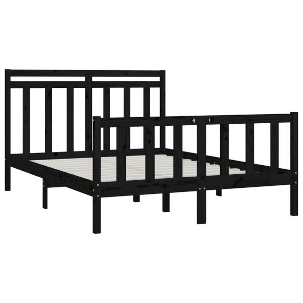 Estructura de cama madera maciza de pino negro 150x200 cm