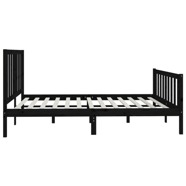 Estructura de cama de madera maciza negra Super King 180x200 cm