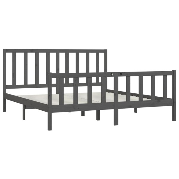 Estructura de cama de madera maciza gris Super King 180x200 cm