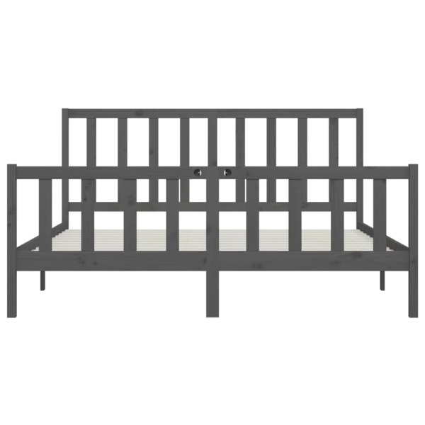 Estructura de cama de madera maciza gris Super King 180x200 cm