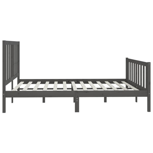 Estructura de cama de madera maciza gris Super King 180x200 cm