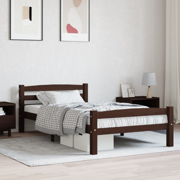 Estructura de cama madera maciza pino marrón oscuro 100x200 cm