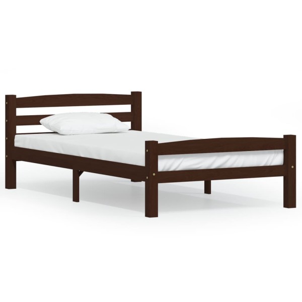 Estructura de cama madera maciza pino marrón oscuro 100x200 cm