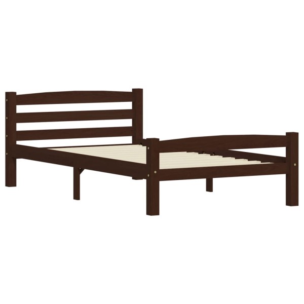 Estructura de cama madera maciza pino marrón oscuro 100x200 cm