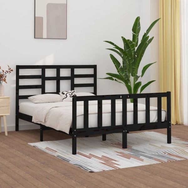 Estructura de cama madera maciza negro King Size 150x200 cm