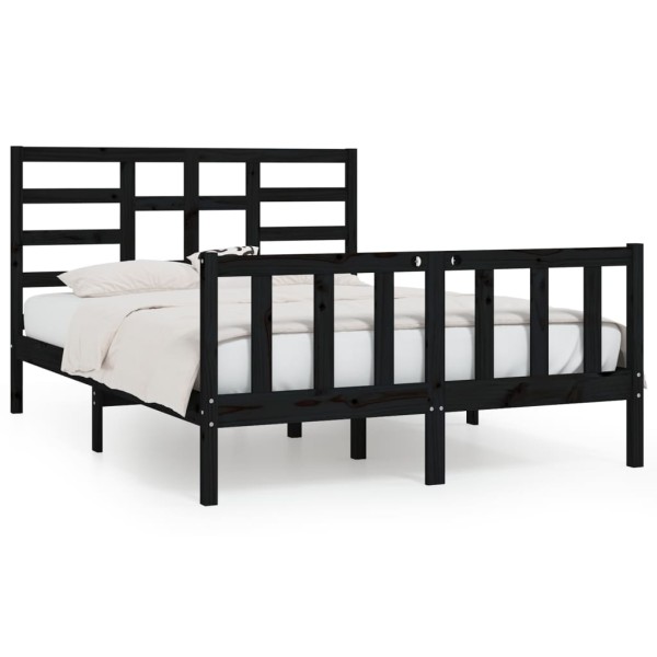 Estructura de cama madera maciza negro King Size 150x200 cm