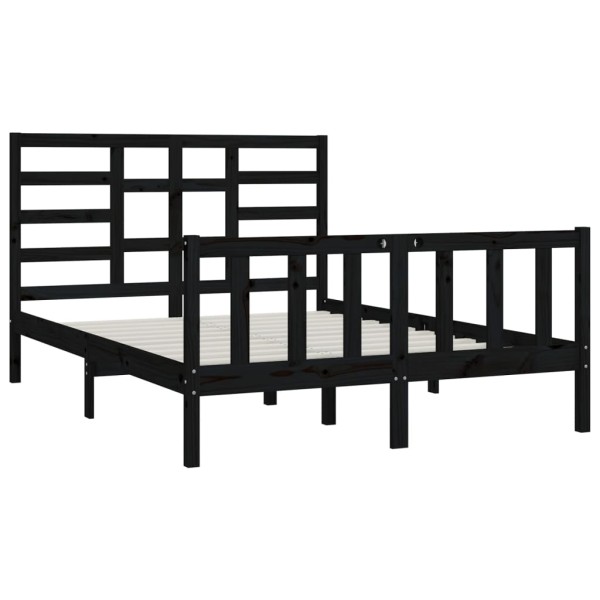 Estructura de cama madera maciza negro King Size 150x200 cm